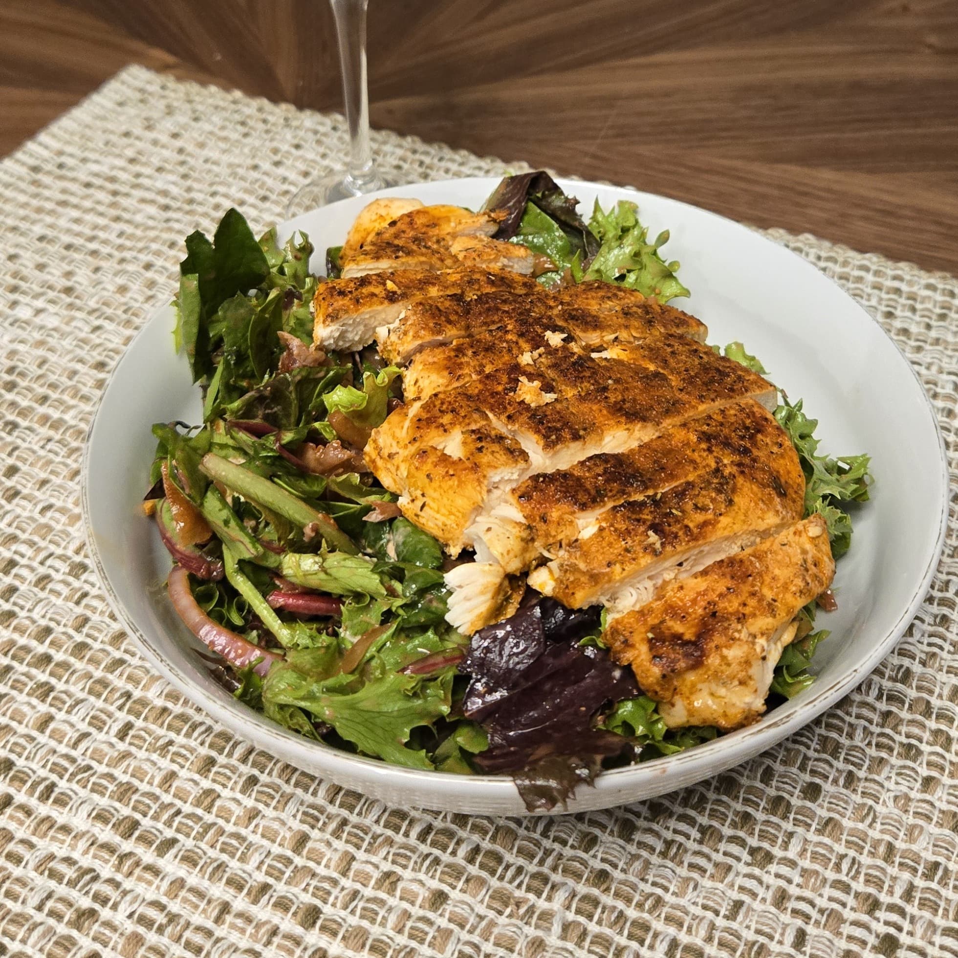 Pan-Seared Chicken Breast Salad with Crispy Prosciutto & Goat Cheese