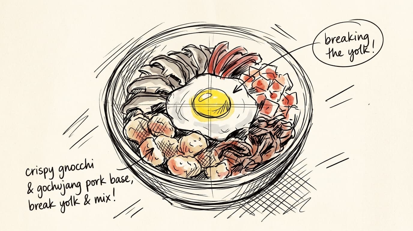 Gnocchi Bibimbap with Kimchi
